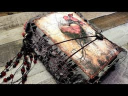 Custom Ordered Grungy Gothic Black Red Junk Journal Flip Through SOLD