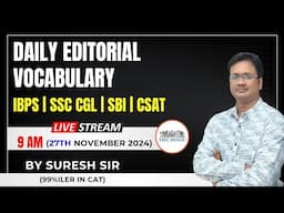 Daily Editorial Vocabulary in Telugu by Suresh Sir | 27th Nov 2024 | IBPS | SSC CGL | SBI | CSAT