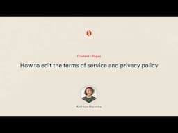 How to edit your terms of service and privacy policy | Sharetribe Tutorial