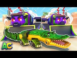 Bulldozer Bull evil CLONES destroy the city! Help, CROCODILE CAR! | Cars & Trucks Rescue Squad