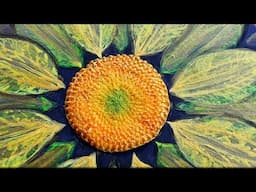 3D painting of a sunflower made of polymer clay, acrylic paint