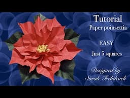 🎄Tutorial How to make an easy paper DIY Christmas poinsettia flower #craft #papercraft #christmas