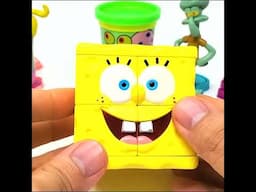 Making SpongeBob SquarePants with Play-Doh Molds and Surprise Toys #shorts