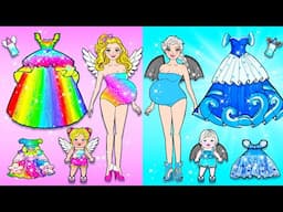 DIY Paper Doll - Rainbow VS Blue Mother & Daughter Dresses Contest Extreme Makeover - Dolls Beauty