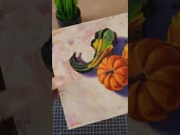 Acrylic painting of three gourds for Halloween