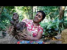 I make delicious food for children from purple yams from my garden  .village kitchen recipe