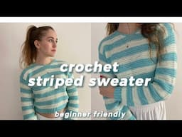 crochet striped sweater for beginners🐬pullover tutorial || 75 emma