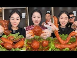 Spicy Chinese food 🌶 SOSLU ÇİN YEMEKLERİ YEME | Mukbang | (Sheep Brain + Head, Pork gut) 먹방