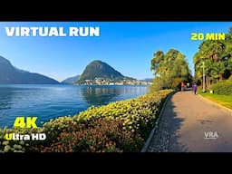 Virtual Run 4k - Lugano - Scenery Lake Lugano Switzerland - Virtual Running Video for Treadmill