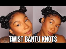 Natural Hairstyles: Twist Bantu Knots (w/Hair) - Cute & Easy Protective Style!