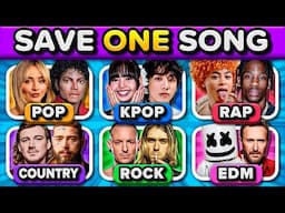 POP vs KPOP vs RAP vs COUNTRY vs ROCK vs EDM 🎵 SAVE ONE SONG 🤩 | Music Quiz