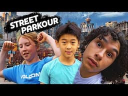 Parkour gym Kids try hard street challenges in Vancouver