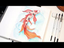 🎏 Koi Fish Watercolor Painting Tutorial with Foil Paints