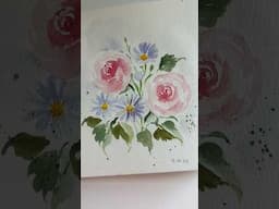 Asters & Roses #short #shortfeed #youtubeshort #learntopaint #tutorial #roses