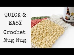 How to Crochet a Quick and Easy Mug Rug Coaster - The Brighton Free Crochet Pattern and Tutorial