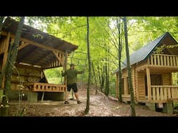 Life in the forest. Primitive Machine. Bushcraft Cabin