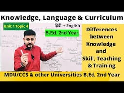 Differences Between Knowledge and Skill,Teaching and Training||Knowledge Language & Curriculum||