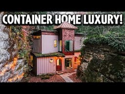 This Shipping Container Home is built between 2 Rock Cliffs!