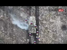 Horrible!! Ukrainian troops drop bombs on BMP-T and blow up dozens of Russian infantry in Pokrovsk