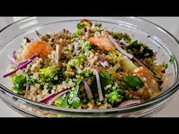 Healthy High Protein Quinoa Meal for Dinner Made With Mushroom and Broccoli!