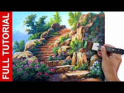 Tutorial : Acrylic Landscape Painting / Old Stairway / JMLisondra