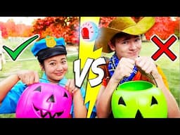 Ellie vs Jimmy Halloween Contest for Biggest Trick or Treat Bag