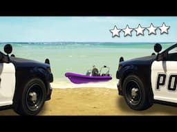 Escaping 5 Stars In A Tiny Boat! | GTA5