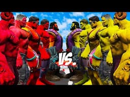 TEAM RED HULK VS TEAM YELLOW HULK - HULK BATTLE - EPIC SUPERHEROES WAR