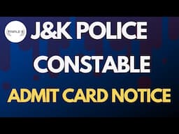 JKP CONSTABLE ADMIT CARD NOTICE OUT || Exam on Time