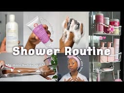 SHOWER ROUTINE FOR A SMOOTH & BRIGHT SKIN TONE | FEMININE HYGIENE ROUTINE | Body & Skin products🤍